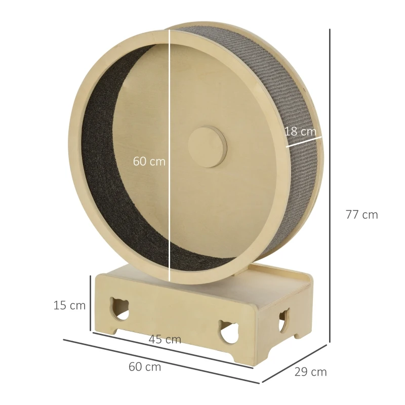 PawHut Cat Tree with Carpet Runway Wooden Sisal-Covered Cat Tower Condo Playground Furniture for Kittens Pets Activity Tree Natural Grey