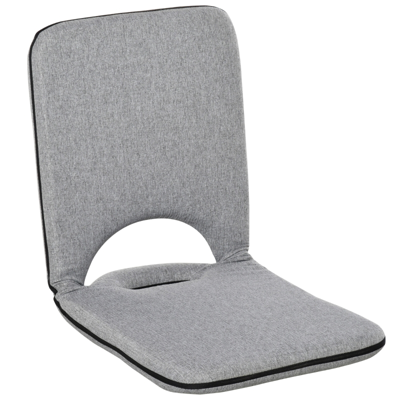 HOMCOM Foldable Padded Sofa with Adjustable Backrest Thick Seat Cushion Lazy Lounge 41 L x 45 W x 50 H cm Grey