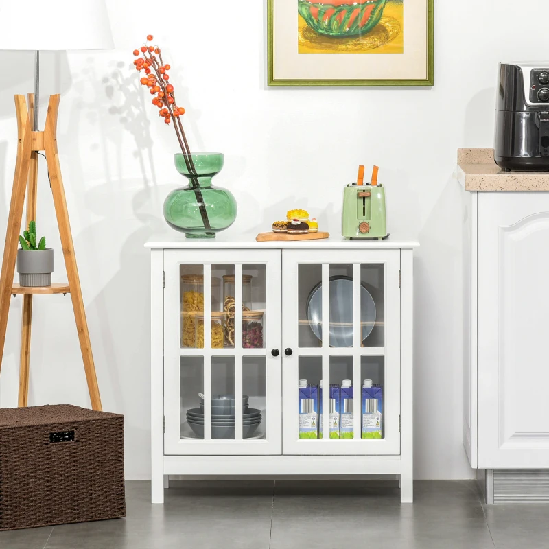 HOMCOM Storage Cabinet Floor Cupboard Kitchen Sideboard Entryway Buffet with Framed Glass Door