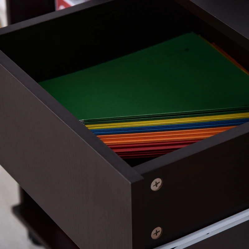 HOMCOM Printer Stand with Open Storage Shelves, for Home Office Use, Include Drawer