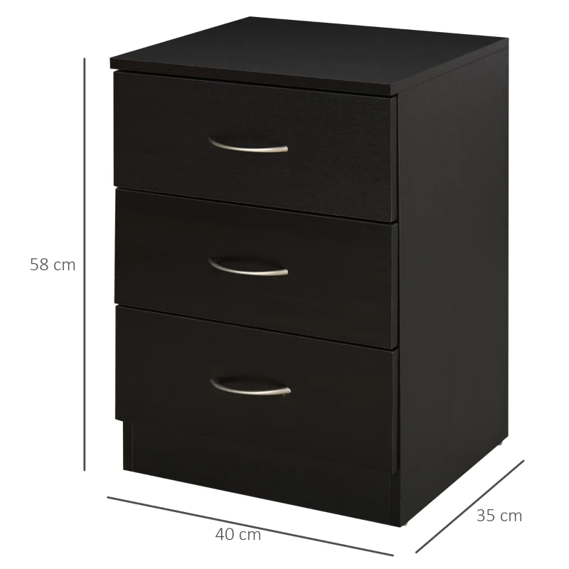 HOMCOM Accent Table with 3 Drawers Wooden Bedside Table Night Stand, Home Furniture