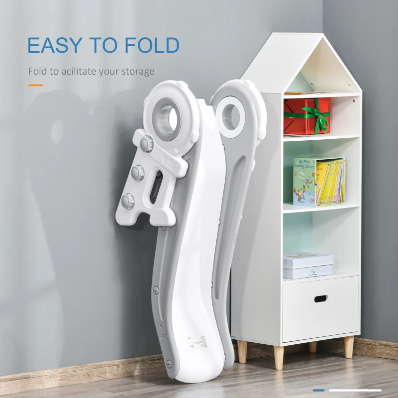 HOMCOM Folding Kids Slide Freestanding Slider for Toddler Climber Indoor Outdoor Playset Exercise Toy Activity Center for 1-3 Years, Cartoon Astronaut Shaped Grey