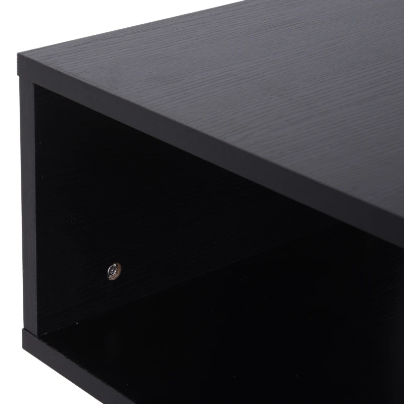 HOMCOM Modern Square 2 Tier S Shape Wood Coffee Table Storage Shelf Living Room Side Rack-Black