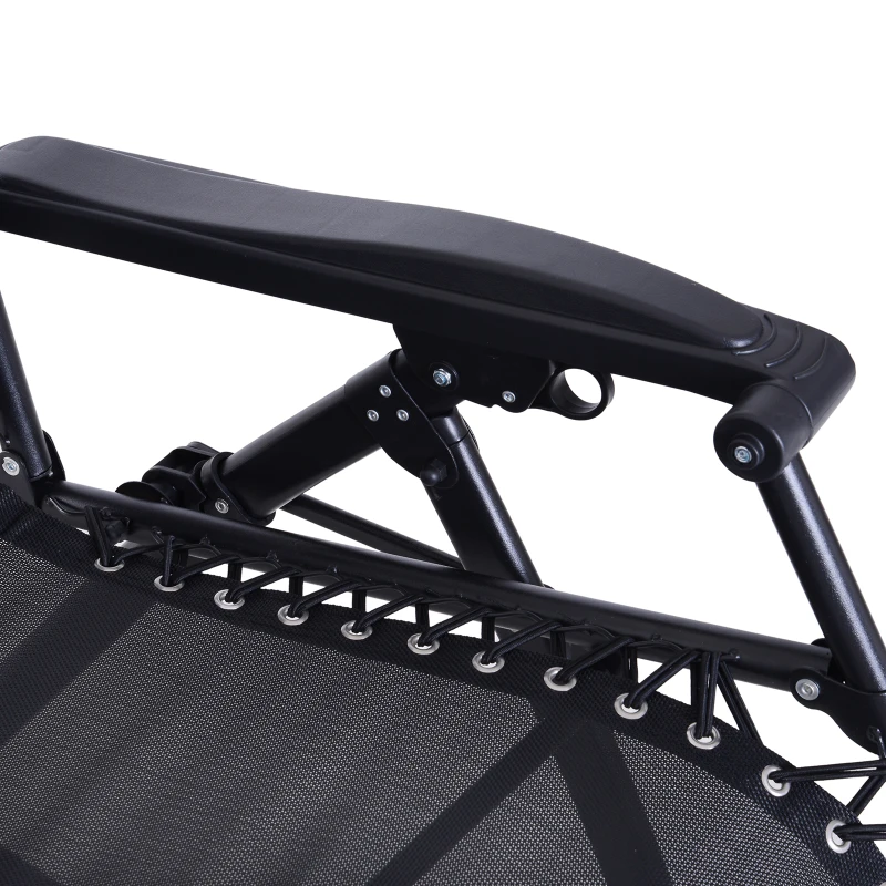 Outsunny Foldable Garden Rocking Chair, Outdoor Recliner Sun Lounger with Breathable Mesh Fabric, Zero-Gravity Seat with Headrest and Cup Holder Tray, Black