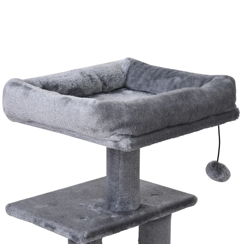 PawHut 110cm Mult-level Cat Tree Scratcher Kittiy Condo Activity Center with Perches,3 Jumping Platforms,Ladder, Hanging Toy