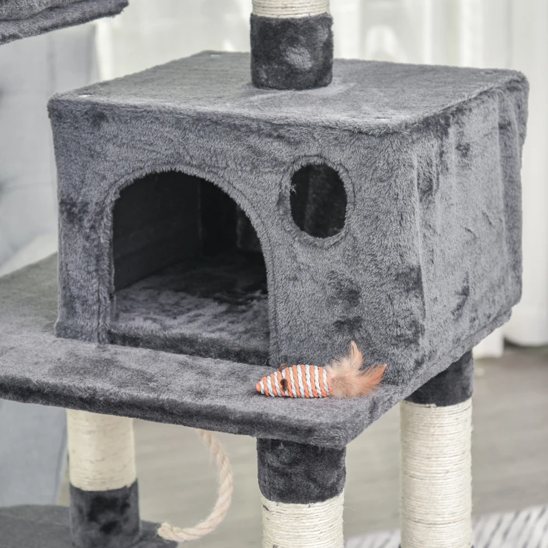 PawHut 4-Level Plush Cat Tree Activity Center w/ Sisal Scratching Posts Perch Condo Hammock