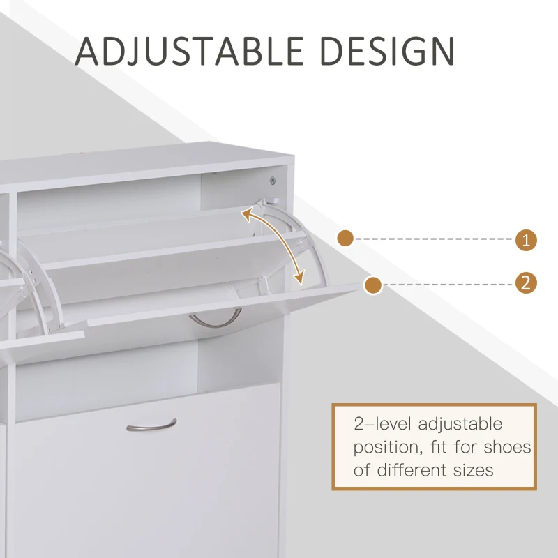 HOMCOM Wooden Modern Design 4 Drawer Shoes Cabinet Pull Down Shelf Storage Organiser - White