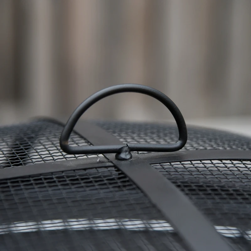 Outsunny 2-in-1 Outdoor Patio Fire Pit with Grill Grate Steel  BBQ Firepit Bowl with Spark Screen Cover, Fire Poker for Backyard Bonfire Patio