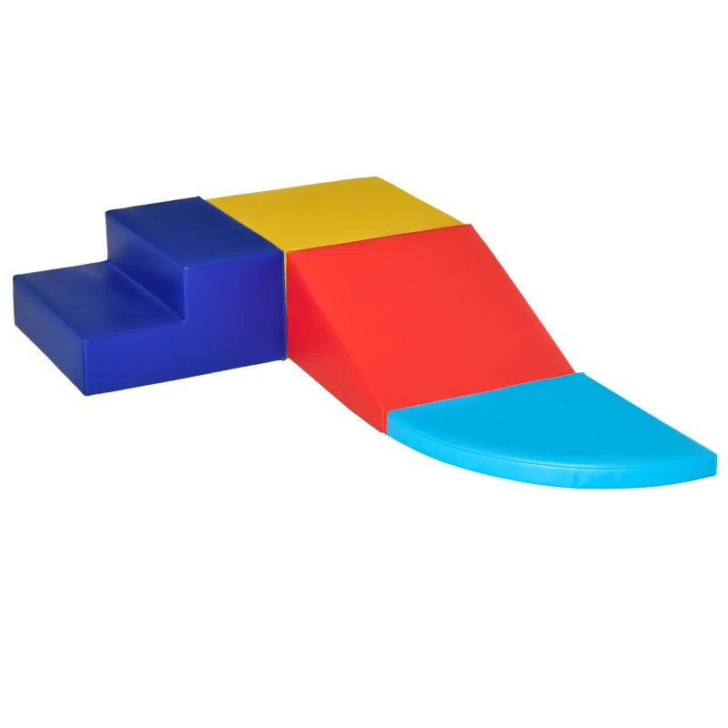 HOMCOM Soft Play 4-piece Climb and Crawl Foam Toddler Stairs and Ramp Colorful Children's Educational Software Activity Toys for Baby Preschooler