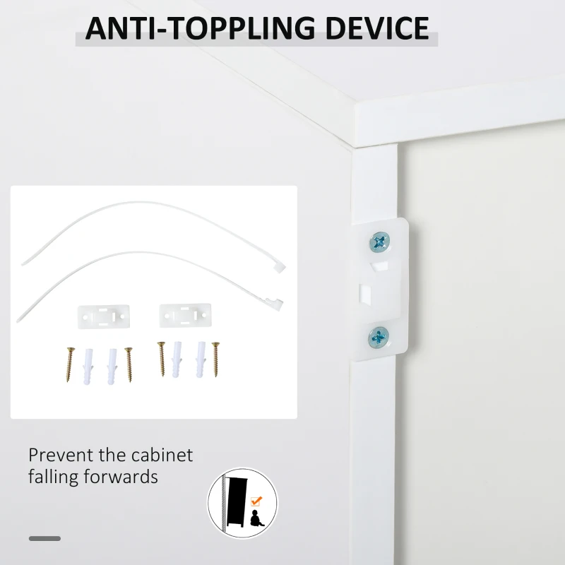 HOMCOM High Gloss Frame Sideboard, Side Cabinet, Push-Open Design with 2 Drawer for Living Room, Bedroom, Grey