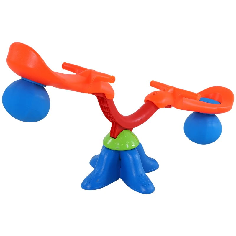 HOMCOM Kids Spinning Seesaw 360° Rotation Swivel Playground Equipment Children Indoor Outdoor Party Toy - Orange&Blue