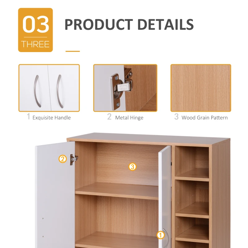 HOMCOM Free Standing Wooden Storage Cabinet Living Room Entryway Organiser Closet Adjustable Shelf