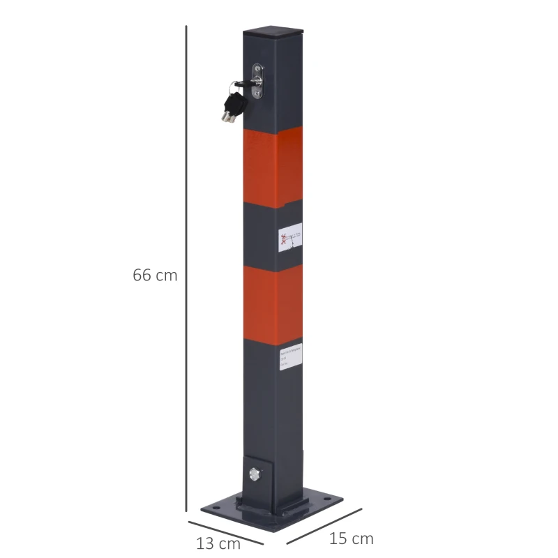 DURHAND Folding Parking Barrier With Reflective Stickers, Car Parking Space Post Lock Manual Parking Blocker Steel