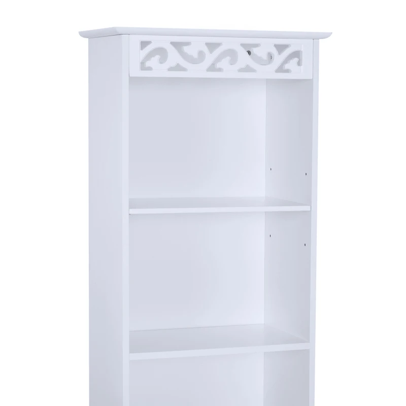 HOMCOM MDF Tall Bathroom Cabinet Longline Narrow Storage Unit Tower Cupboard Organiser w/ Adjustable shelf 160H x 40L x 23Wcm