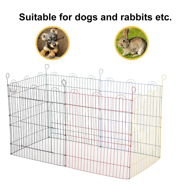 PawHut Pet Playpen Hexagon Dog Puppy Pen Crate Kennel Exercise Fence w/ Door Metal Indoor & Outdoor