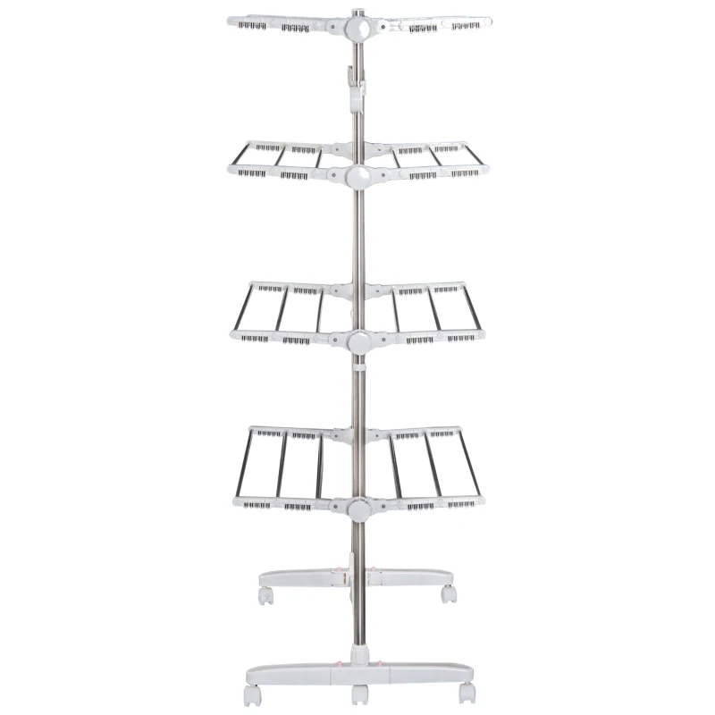 HOMCOM Folding Cloth Rail Adjustable Garment Rack With Wheels (4 Layer)