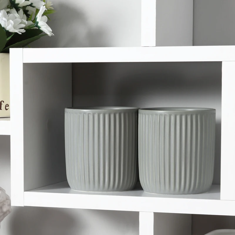 HOMCOM 18" Wall-mounted  Shelf 8-cube Bookcase Home Organizer Closet -White