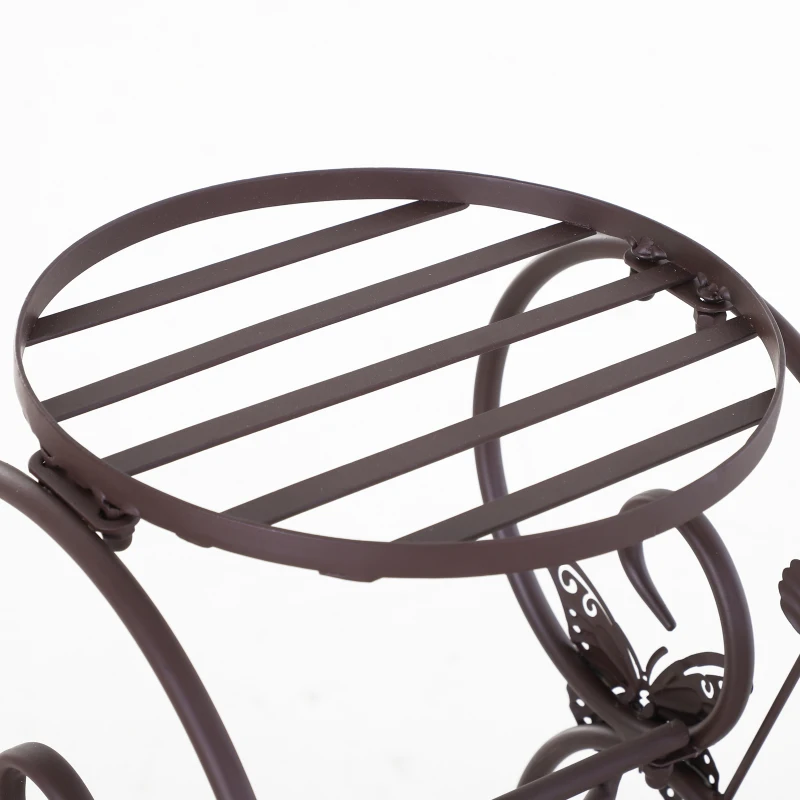 Outsunny 3-tier Metal Flower Pot Stand Display Rack Unit Indoor Outdoor Home Decor Bronze