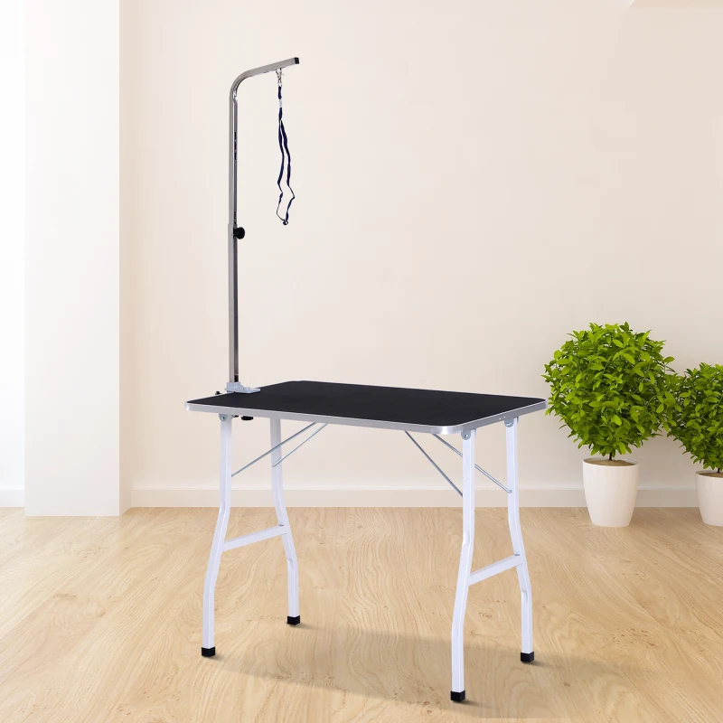 PawHut Dog Cat Pet Grooming Table Portable Mobile Foldable Adjustable With Arm Noose Stainless Steel Frame and Legs New