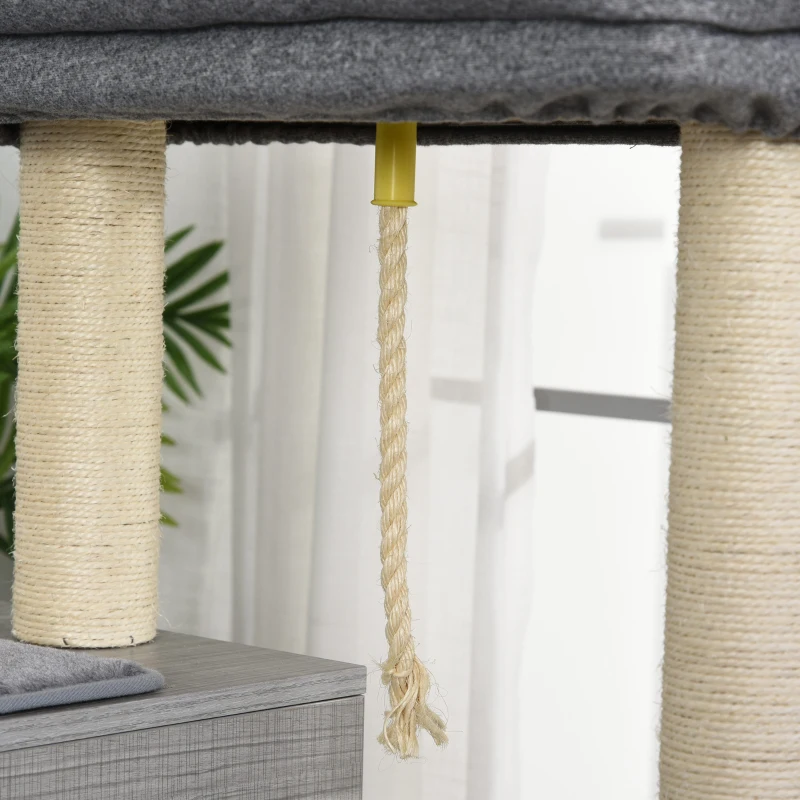 PawHut 5-Levels Plush Cat Tree Tower Activity Center with Sisal Scratching Posts Hammock Perch Condo Soft Cushions, Grey