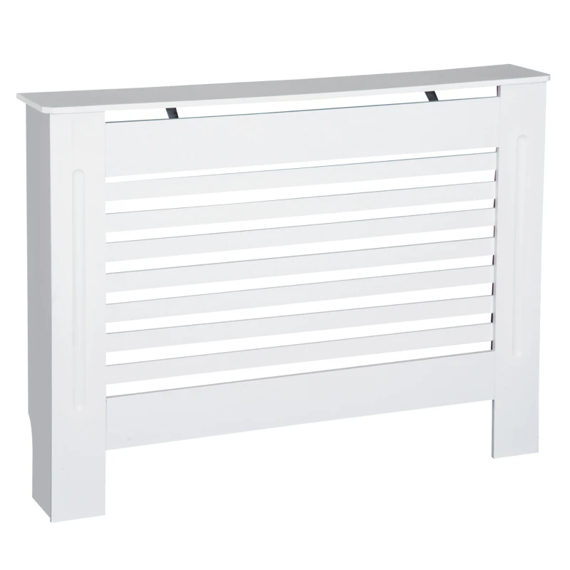 HOMCOM MDF Radiator Cover Wooden Cabinet Shelving Home Office Vertical Slattted Vent White  112L x 19W x 81H