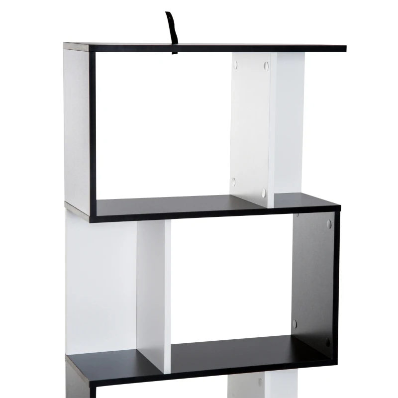 HOMCOM Particle Board 4-tier Storage Display Shelving Bookcase Unit Divider S Shape design Divider Unit