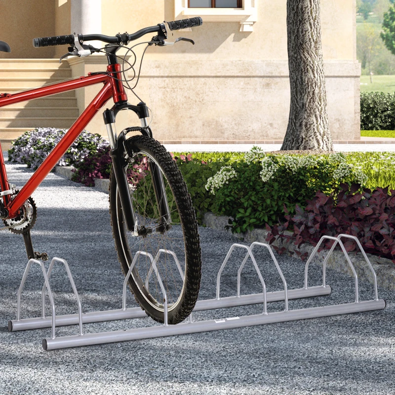 HOMCOM 4-Bike Parking Rack Locking Storage Bike Stand Holder Garage Outdoor Floor Wall Mount