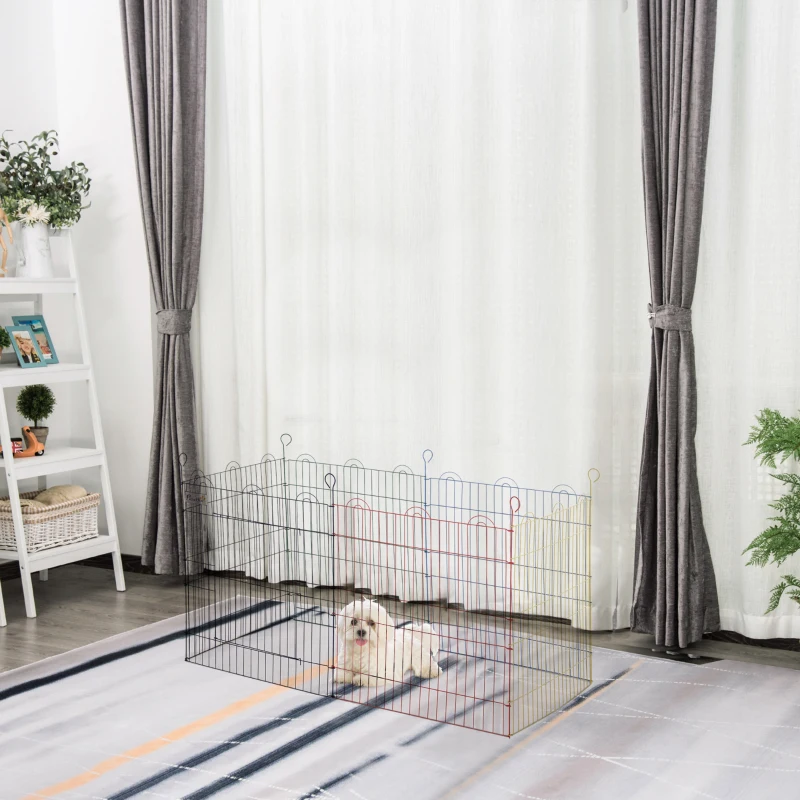 PawHut Pet Playpen Hexagon Dog Puppy Pen Crate Kennel Exercise Fence w/ Door Metal Indoor & Outdoor