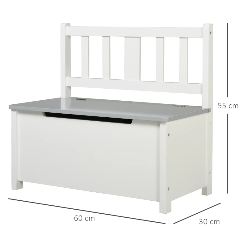 HOMCOM Wooden Toy Box Storage Chest Seating Bench Organizer for Kids Ottoman with Safety Hinge
