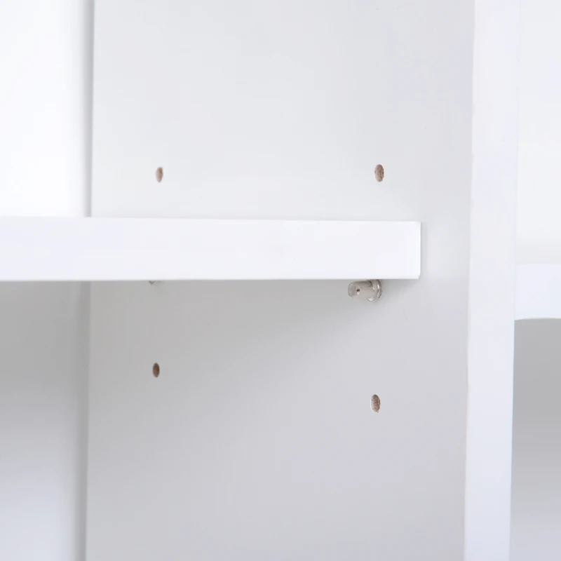 HOMCOM Sideboard Bookshelf Free Standing Bookcase Shelves Unit Display Storage Cabinet Wooden Leg w/ Two Doors White