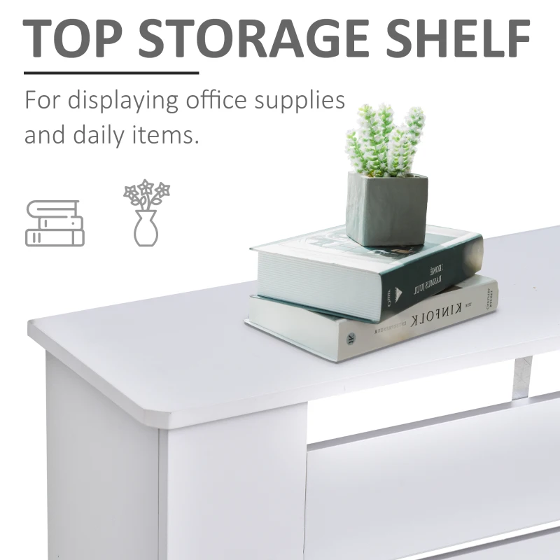 HOMCOM MDF Radiator Cover Wooden Cabinet Shelving Home Office Vertical Slattted Vent White  112L x 19W x 81H