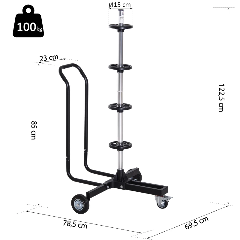 HOMCOM Professional Mobile Car Wheel Stand Tree Trolley Storage Tyre Protection 255 mm Width