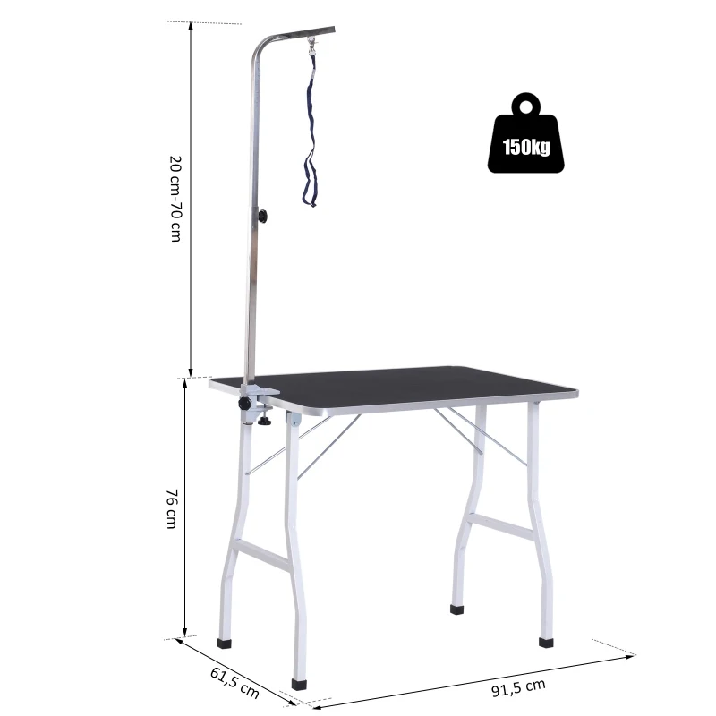 PawHut Dog Cat Pet Grooming Table Portable Mobile Foldable Adjustable With Arm Noose Stainless Steel Frame and Legs New