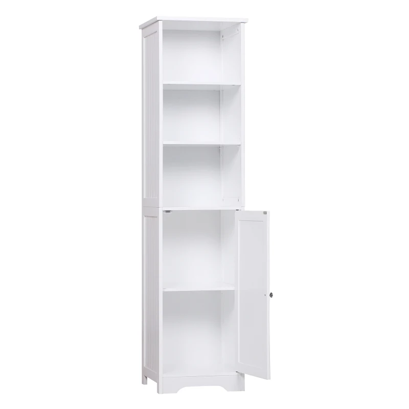 kleankin 160cm Tall BathroomTallboy Cabinet Cupboard Storage Unit White Freestanding