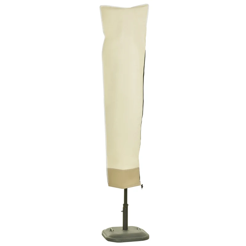 Outsunny Cantilever Patio Umbrella Cover, Outdoor Market Umbrella Protector with Zipper and Cord Lock, Beige and Coffee