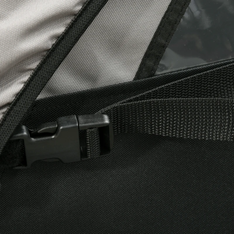 HOMCOM Child Bike Trailer 2 In1 Foldable Baby Stroller 2-Seater Transport Carrier with Adjustable Handlebar Storage Bag Reflector Flag Grey