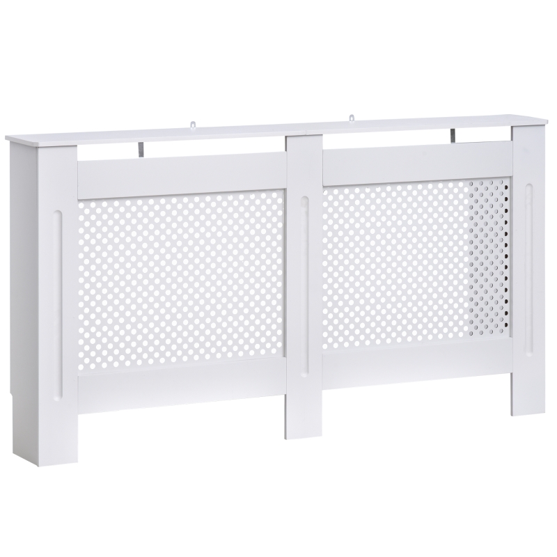 HOMCOM Wooden Radiator Cover Heating Cabinet Modern Home Furniture Grill Style White Painted (Large)
