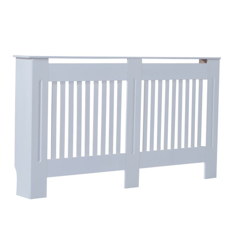 HOMCOM Slatted Radiator Cover Painted Cabinet MDF Lined Grill in White (152L x 19W x 81H cm)