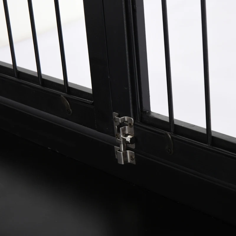 PawHut 66cm/26'' Wooden Decorative Dog Cage Pet Crate Double Door Small Animal with Tabletop, Black