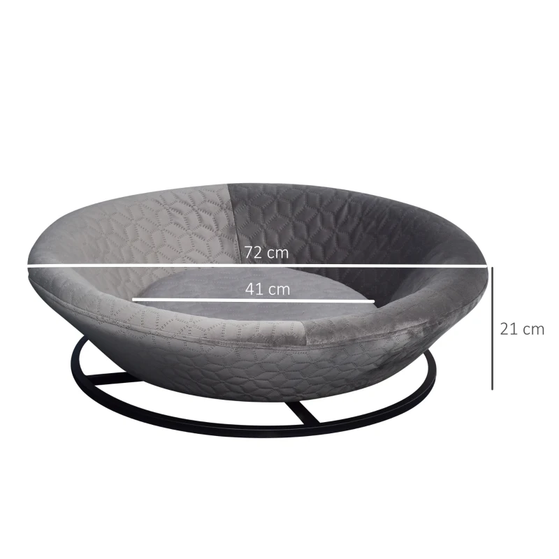 PawHut Swivel Pet Sofa for Cat or Small and Medium-sized Dog With Extra Cushion 360° Rotatable Metal Base