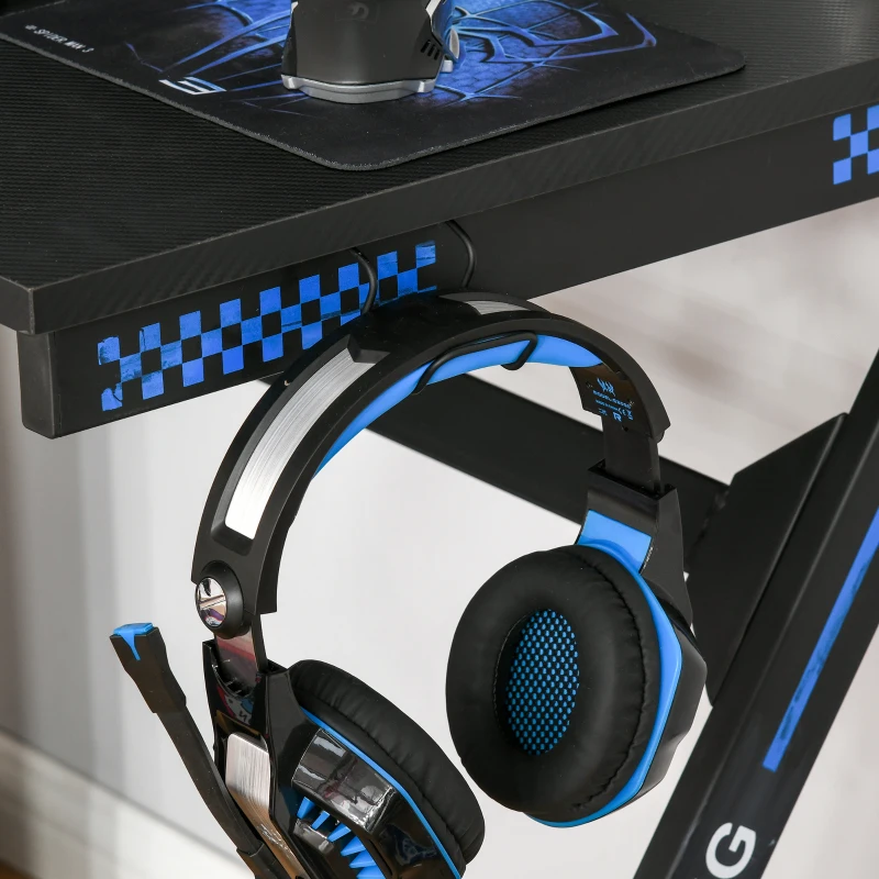 HOMCOM Gaming Desk Computer Home Office Rectangle Gamer Table Workstation Metal Frame with Headphone Hook 1m, Black