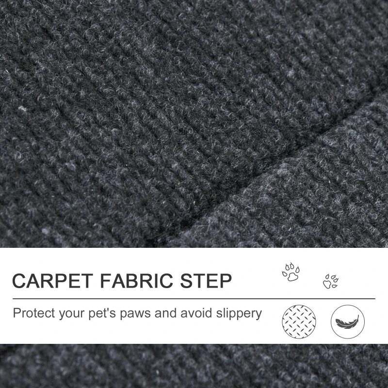 PawHut Dog Steps Pet Stairs 2 In 1 Convertible Dog Ramp Portable Foldable 4 Steps Cat Ladder for Bed Couch Car 80 x 47 x 64 cm