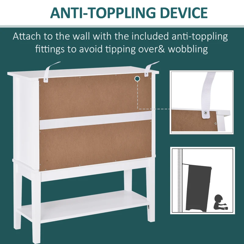 HOMCOM Modern Kitchen Sideboard Storage Cabinet Cupboard with 2 Glass Doors Adjustable Shelf for Dinning Room,Living Room, White