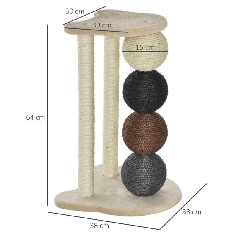 PawHut Luxury Plush Cat Tree Climbing Frame Activity Center with Sisal Scratching Posts Perches Scratching Balls, Beige