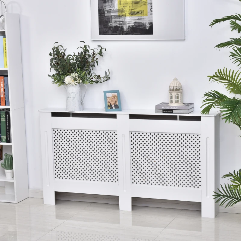 HOMCOM Wooden Radiator Cover Heating Cabinet Modern Home Furniture Grill Style White Painted (Large)