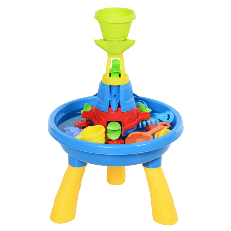 HOMCOM 46 x 46 x 72cm Outdoor Safe and High Quality Waterpark Play Table with 21-Piece Accessory Set, Blue