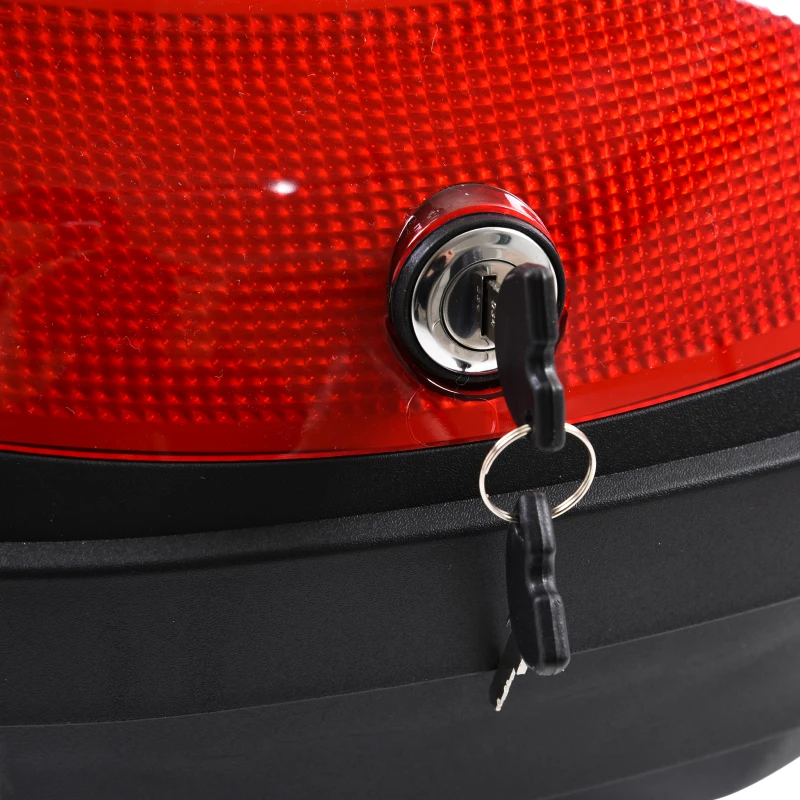 HOMCOM 48L Motorcycle Trunk Travel Luggage Storage Box Motorbike Accessory Large Storage Space For 2 Half Helmet - Black