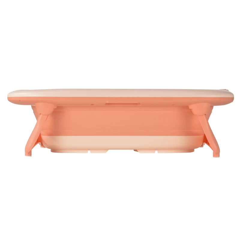 HOMCOM 3 in 1 Collapsible Baby Bath Tub Set Folding Kids Tub Wash Basin Shampoo Cup Non-Slip Support Leg for 0-3 Years, Pink