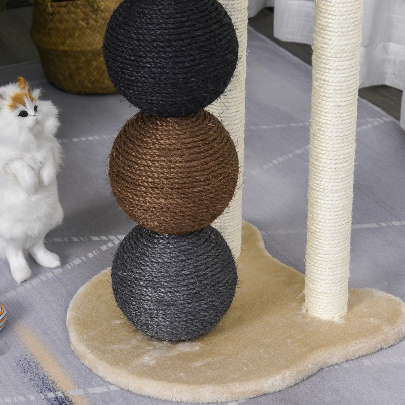 PawHut Luxury Plush Cat Tree Climbing Frame Activity Center with Sisal Scratching Posts Perches Scratching Balls, Beige