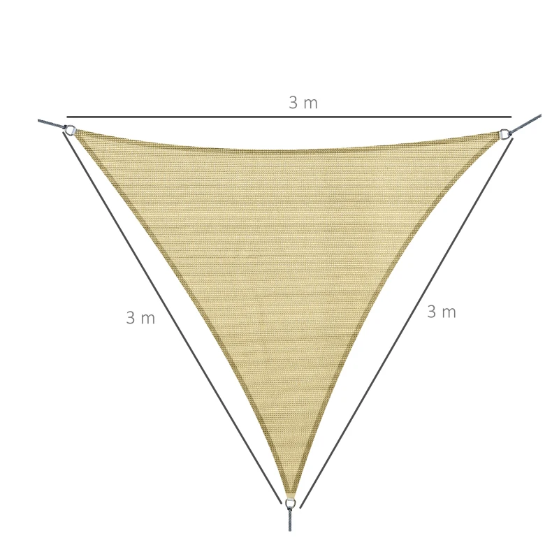 Outsunny Sun Shade Sail UV Resistant Outdoor Lawn Patio Shelter Garden Canopy Patip Shade Awning  (Triangle（3 Meter）, Sand)